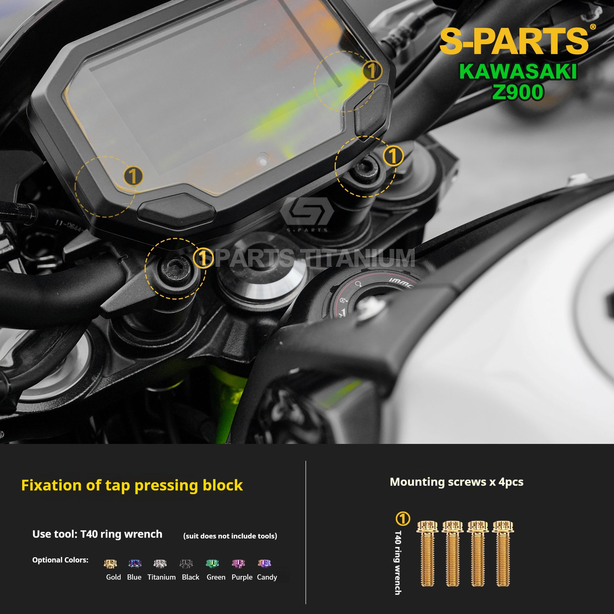 SPARTS Titanium Bolt Kit for Kawasaki Z900 2021 –  CNC Titanium Upgrade Kit - 1/2