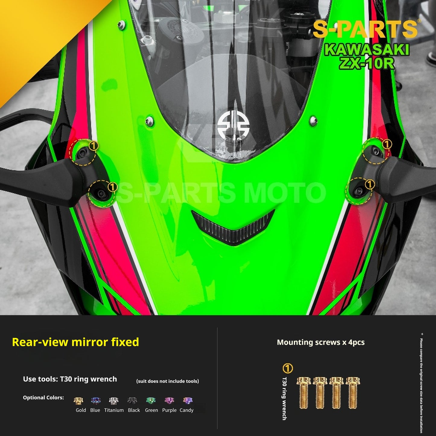SPARTS 2023 Kawasaki ZX-10R Titanium Bolt Kit for Motorcycle/Electric Vehicle Modification