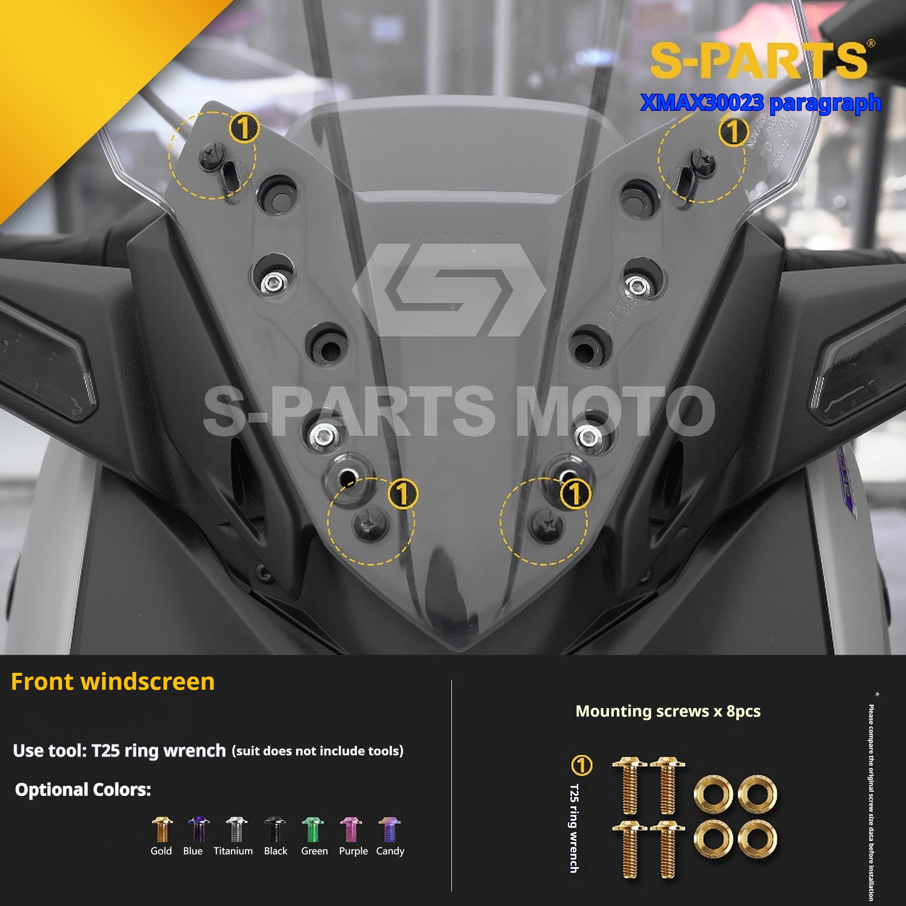 SPARTS Titanium Bolt Set for 2023 XMAX300 | Yamaha Motorcycle Titanium Bolt Upgrade