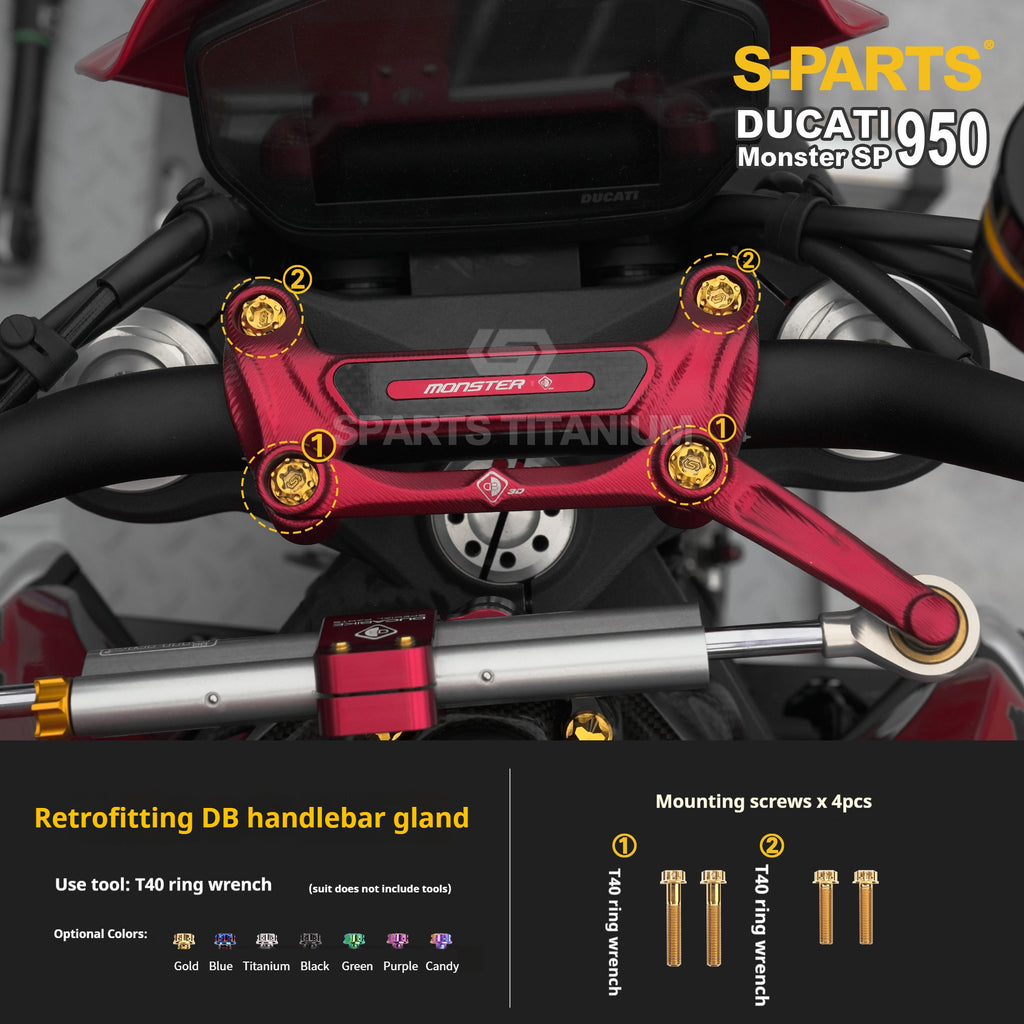 SPARTS Titanium Bolt Kit for Ducati New Monster SP 950 – Custom Candy Color & CNC Titanium Upgrade Kit