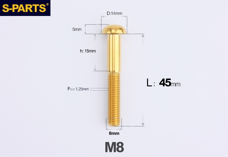 S-PARTS M8 A2 Series TC4 Titanium Bolts – Button Head Fasteners for Bicycle & E-Bike Upgrades