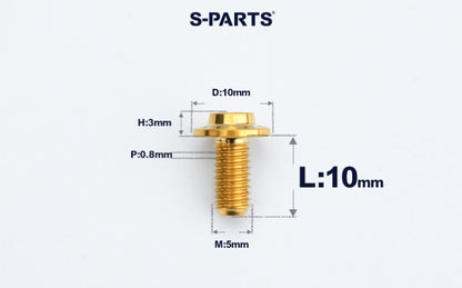 SPARTS A3 Countersunk Head M5 D10 Titanium Bolt TC4 Motorcycle & E-Bike Custom Fastener