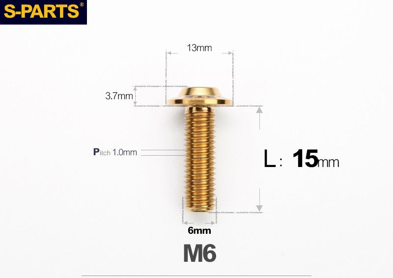 SPARTS A3 Button Head M6 D13 Titanium Bolt for Motorcycle & Bicycle Modification
