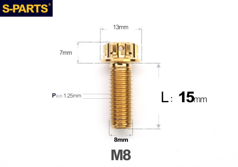 S-PARTS STAN M8 A3 Series Titanium Bolts – Standard Head TC4 Fasteners for Motorcycle & E-Motorcycle
