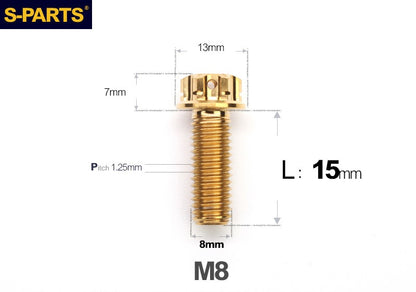 S-PARTS STAN M8 A3 Series Titanium Bolts – Standard Head TC4 Fasteners for Motorcycle & E-Motorcycle