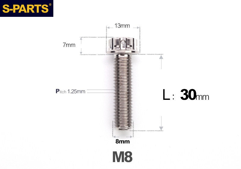 S-PARTS STAN M8 A3 Series Titanium Bolts – Standard Head TC4 Fasteners for Motorcycle & E-Motorcycle