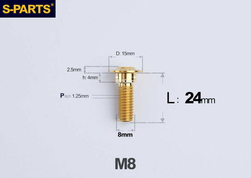 SPARTS M8 Stepped Button Head TC4 Titanium Bolt