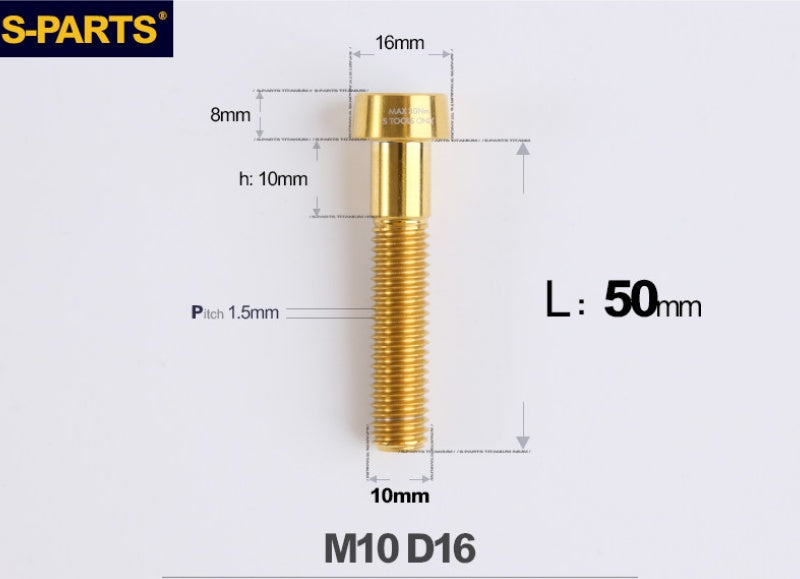 SPARTS Titanium Security Bolt M10 D16 P1.5 – Brake Caliper Locking Screw for Motorcycle