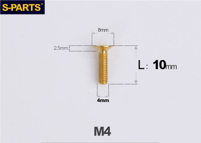 SPARTS M4x10-50mm Countersunk Titanium Alloy Bolt – Flat Head Fastening Screw for Motorcycle & Bicycle