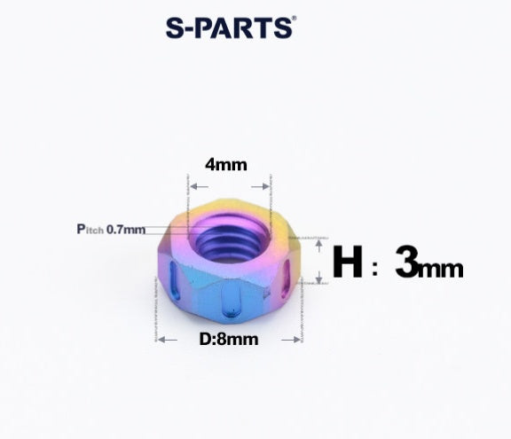 SPARTS Candy Titanium Alloy Hex Nuts – TC4 Motorcycle Locking & Fastening Nuts M5 M6 M8 M10 M12