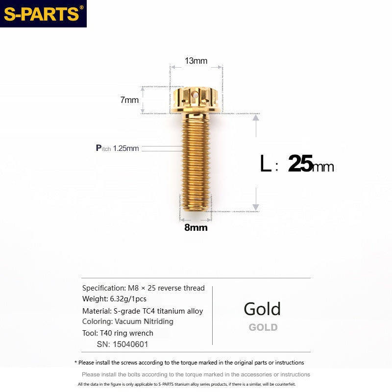 SPARTS Titanium Mirror Block-Off Bolts · M8/M10 Positive & Reverse Thread · Lightweight Motorcycle Plug Bolts