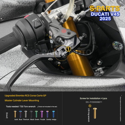 S-PARTS Titanium Front Fairing and Cockpit Fastener Kit for Ducati Panigale V4S 2025
