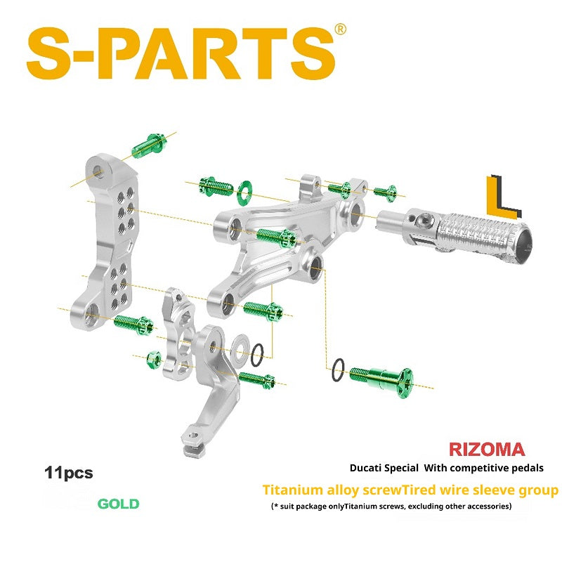 SPARTS Rizoma Footpeg Bolts for Ducati – Custom Left & Right Footpeg Bolts in Titanium & Other Color Options