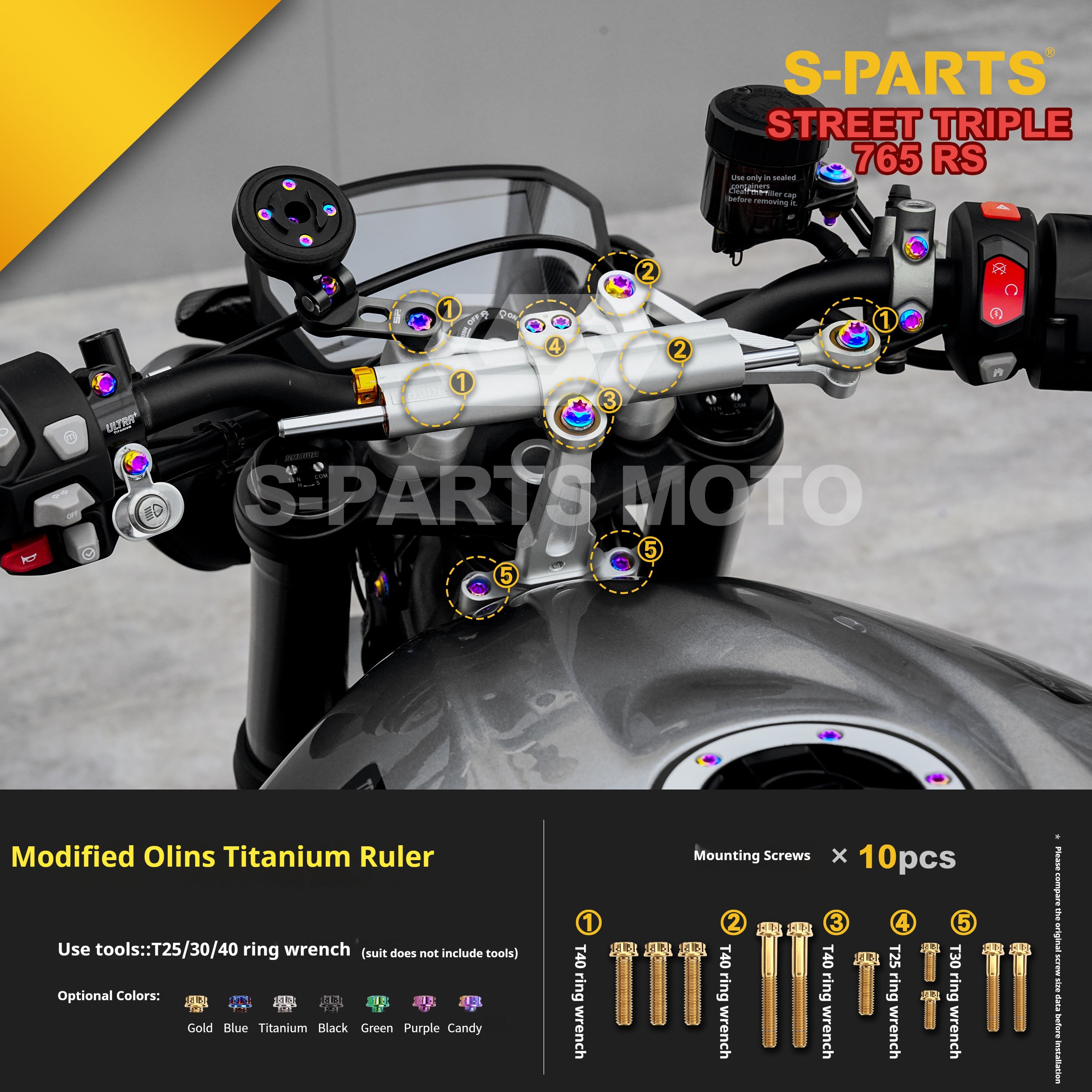 SPARTS Titanium Screw Set for Triumph Street Triple RS –CNC Titanium Upgrade Kit