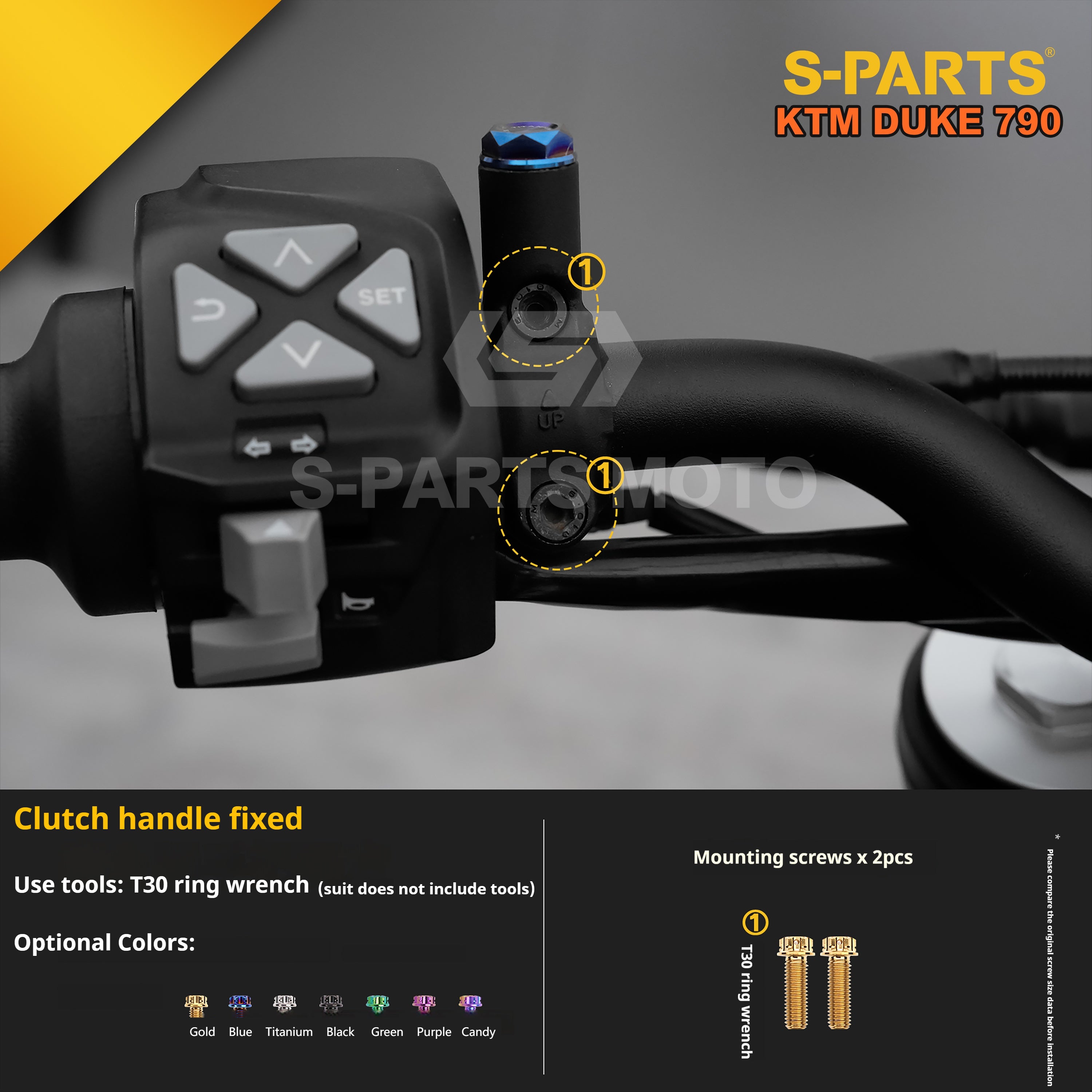 SPARTS TC4 Titanium Bolt Kit Compatible with KTM DUKE 790 – Full Motorcycle Fastener Upgrade