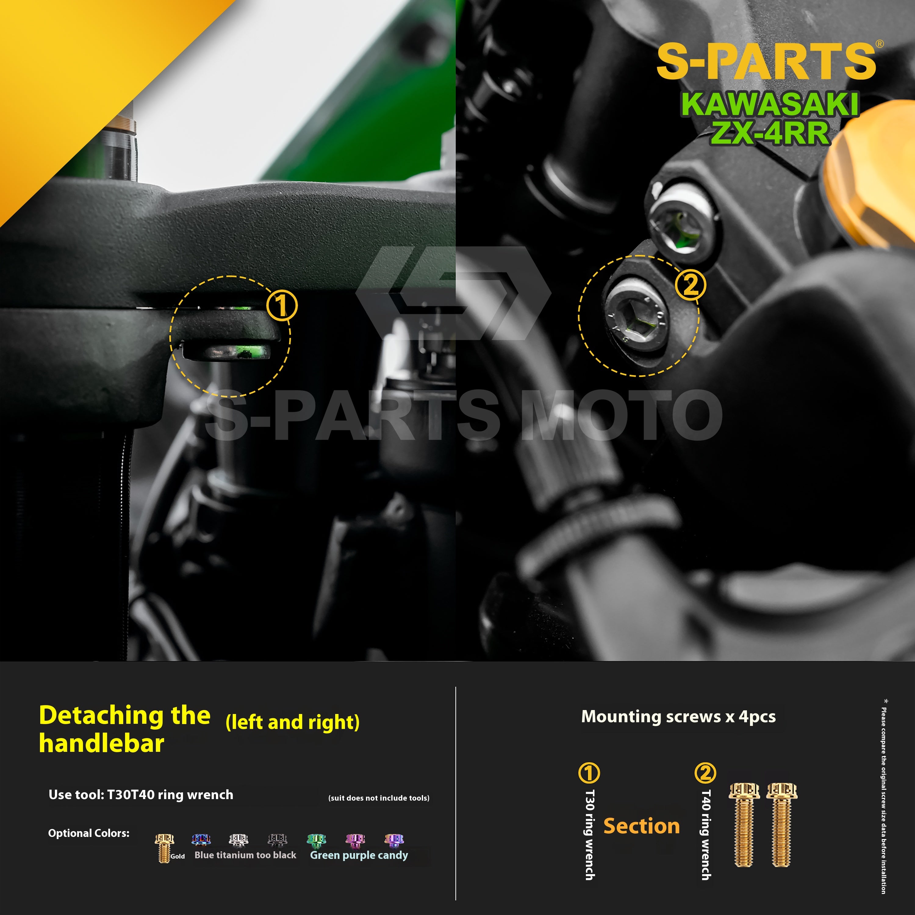 SPARTS TC4 Titanium Bolt Kit for Kawasaki ZX-4RR | Motorcycle Titanium Bolt Upgrade