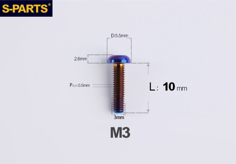 SPARTS A2 Button Head M3 Titanium Bolt