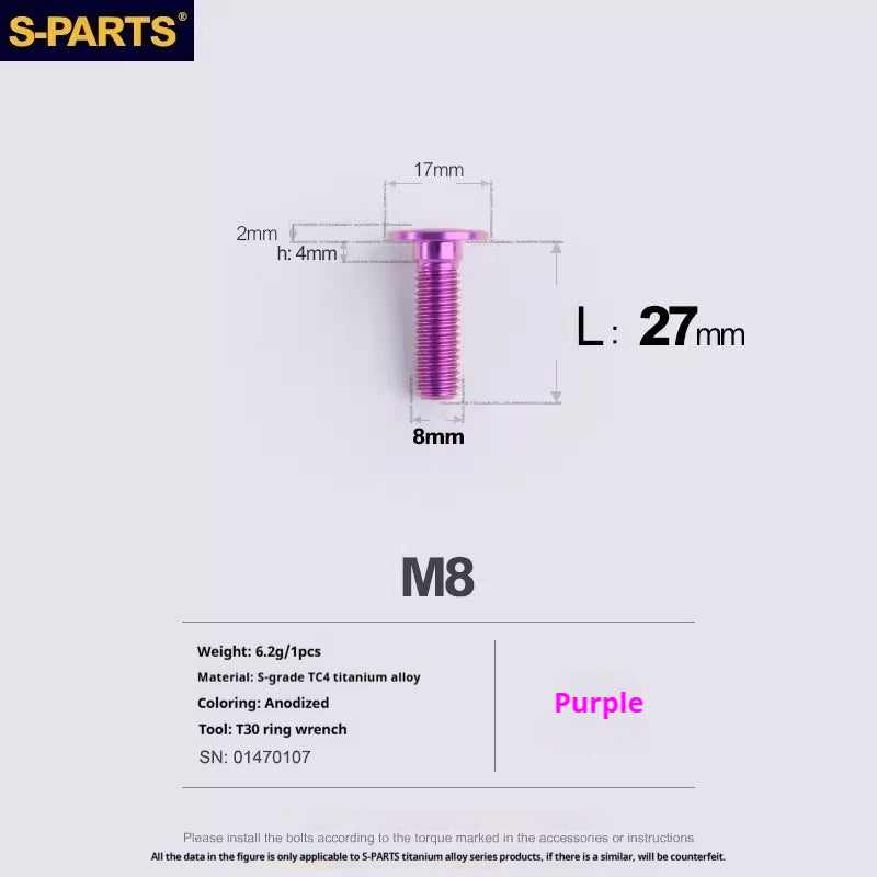 SPARTS Titanium M8*27 Front Brake Disc Bolts for BMW 1200 1250 and Water Bird – Custom Upgrade Kit