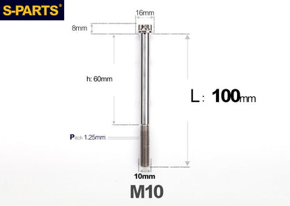 SPARTS M10 P1.25 A3 Series Standard Head Titanium Bolt | 650°C Forged | S-Grade TC4 | Motorcycle / E-Bike Upgrade