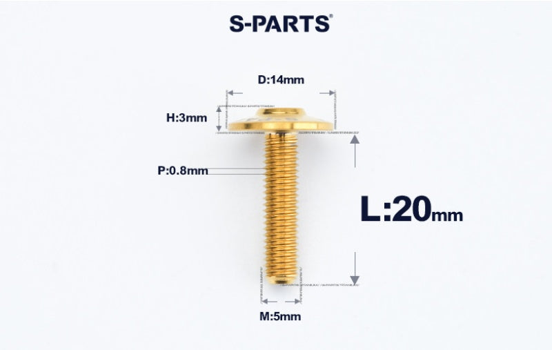 SPARTS A3 Dome Head M5 D14 Titanium Bolt | TC4 Motorcycle & E-Bike Fastener