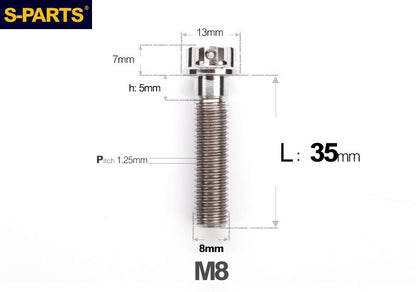S-PARTS STAN M8 A3 Series Titanium Bolts – Standard Head TC4 Fasteners for Motorcycle & E-Motorcycle