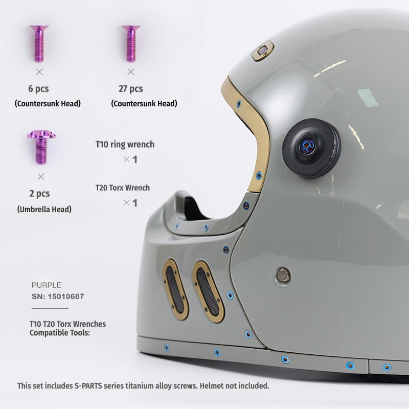 SPARTS Titanium Helmet Screw Set for QWART – CNC Machined Motorcycle Hardware