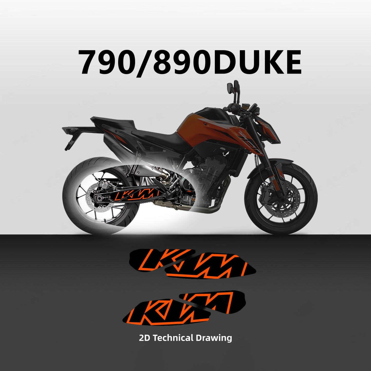 Factory Style Decal Sticker Kit for KTM DUKE 790 / 890 (2018-2022) - Gloss PVC Graphics Set