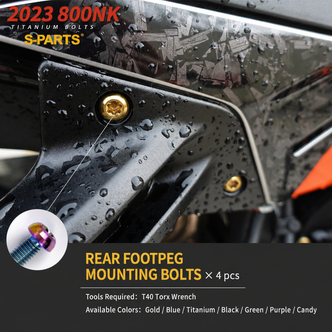 S-PARTS TC4 Titanium Full Motorcycle Bolt Kit for CFMOTO 800NK