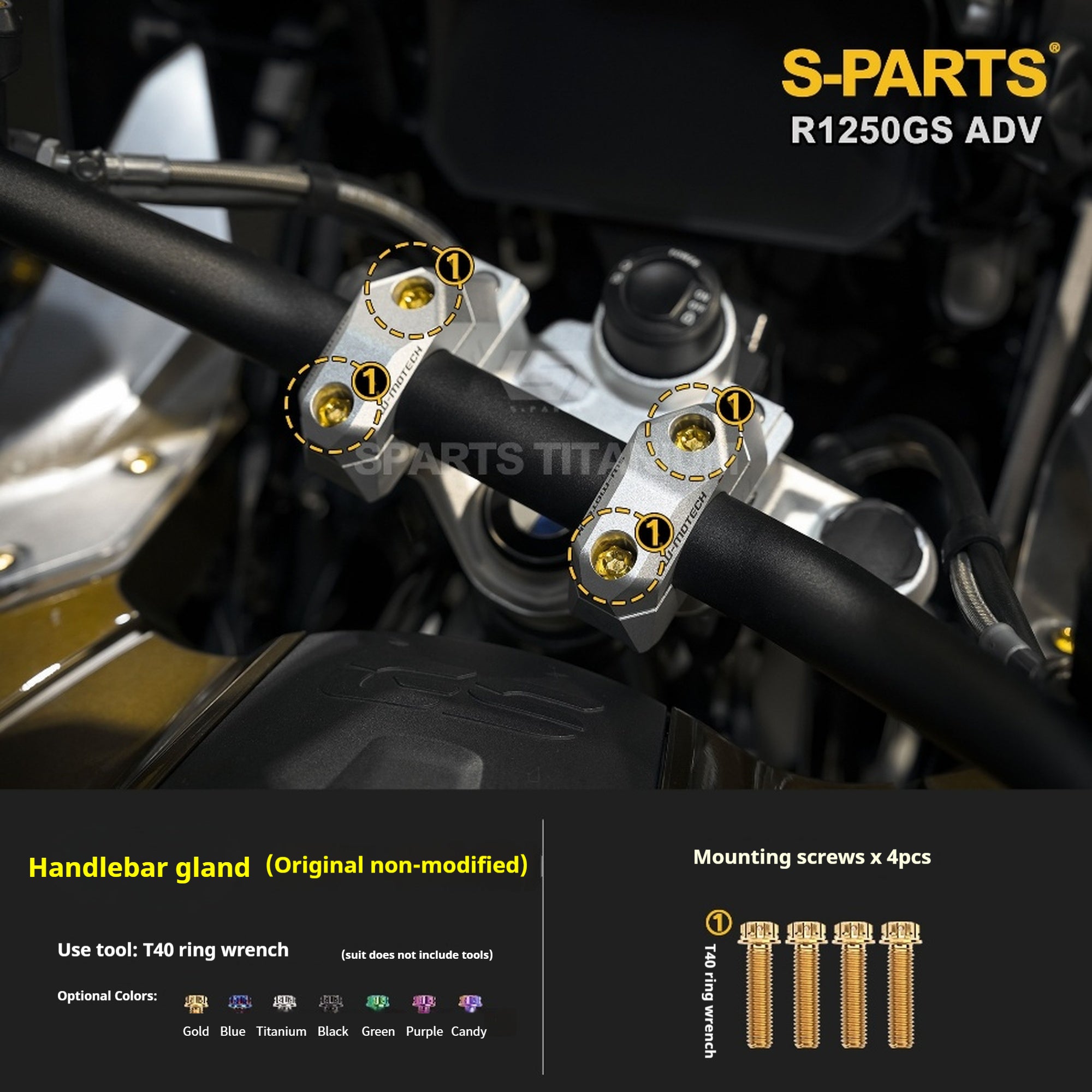 SPARTS Titanium Bolt Kit for BMW R 1250GS ADV – Custom Candy Color & CNC Titanium Upgrade Kit