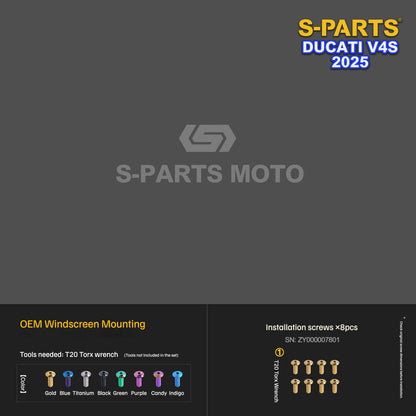 S-PARTS Titanium Front Fairing and Cockpit Fastener Kit for Ducati Panigale V4S 2025
