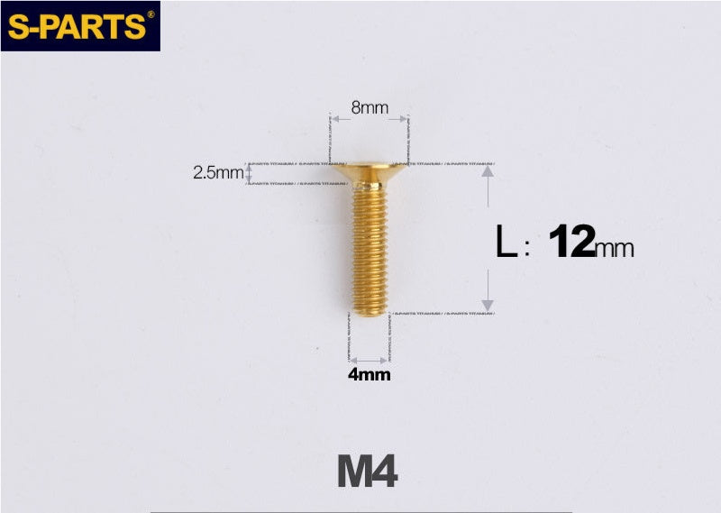 SPARTS M4x10-50mm Countersunk Titanium Alloy Bolt – Flat Head Fastening Screw for Motorcycle & Bicycle