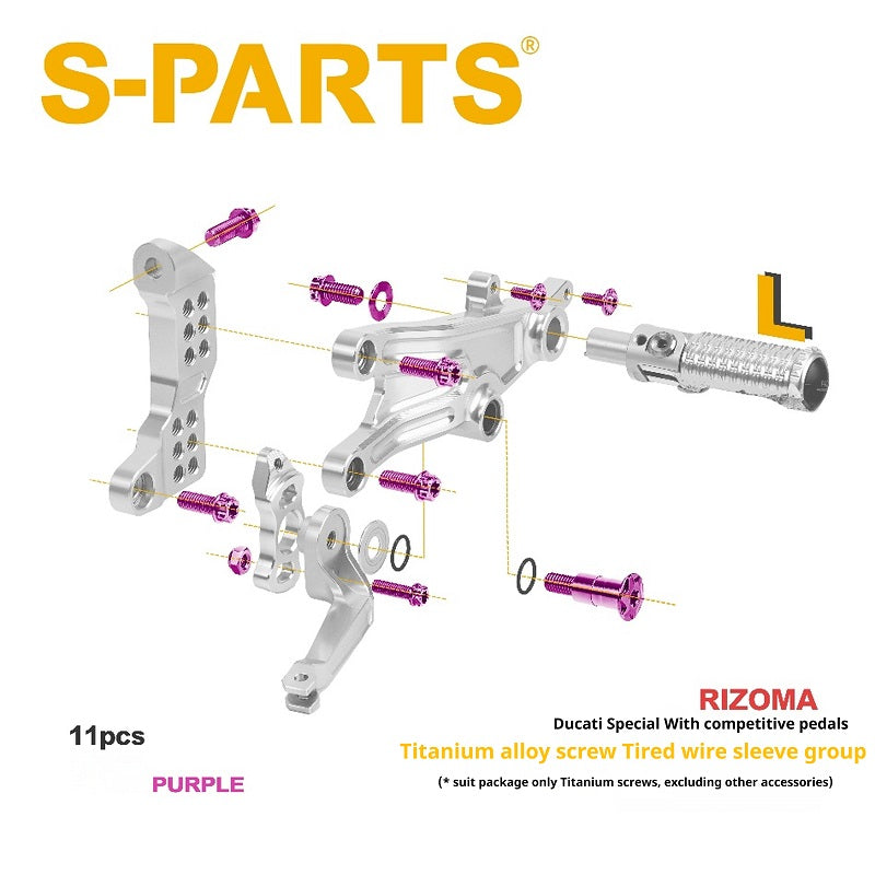 SPARTS Rizoma Footpeg Bolts for Ducati – Custom Left & Right Footpeg Bolts in Titanium & Other Color Options