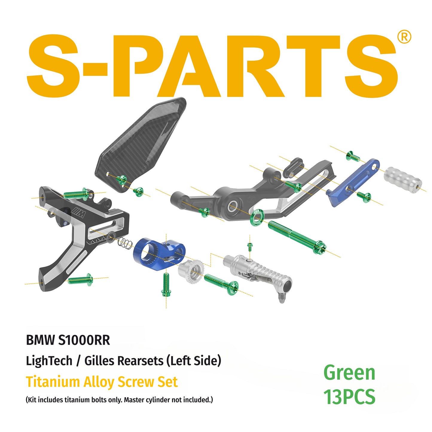 SPARTS BMW S1000RR Titanium Rearset Bolt Kit for LighTech / Gilles Tooling