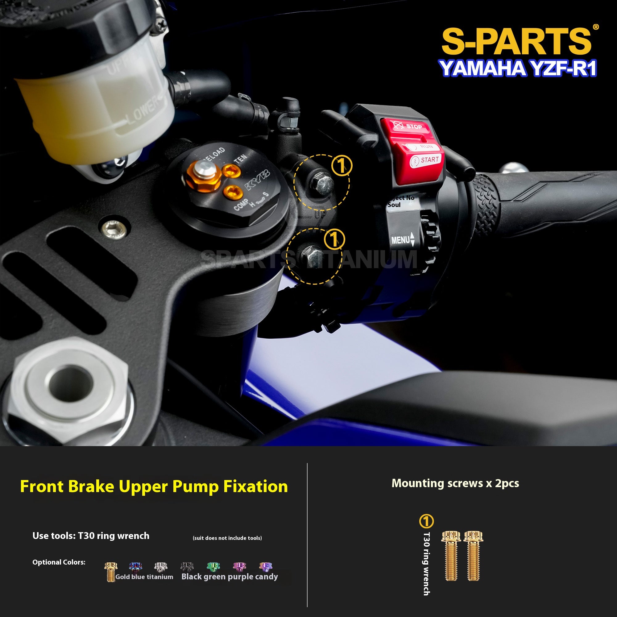 SPARTS Titanium Bolt Kit for Yamaha YZF-R1– CNC Titanium Upgrade Kit- 1/2