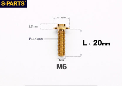 SPARTS A3 Button Head M6 D13 Titanium Bolt for Motorcycle & Bicycle Modification