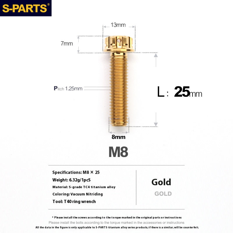 -PARTS M8 A3 Titanium Motorcycle Bolt – Multi-Length, Standard Head