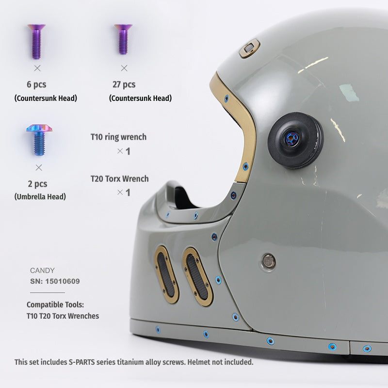SPARTS Titanium Helmet Screw Set for QWART – CNC Machined Motorcycle Hardware