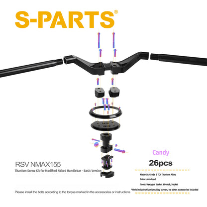 SPARTS RSV NMAX155 Handlebar Conversion Titanium Bolt Upgrade Fastener Kit