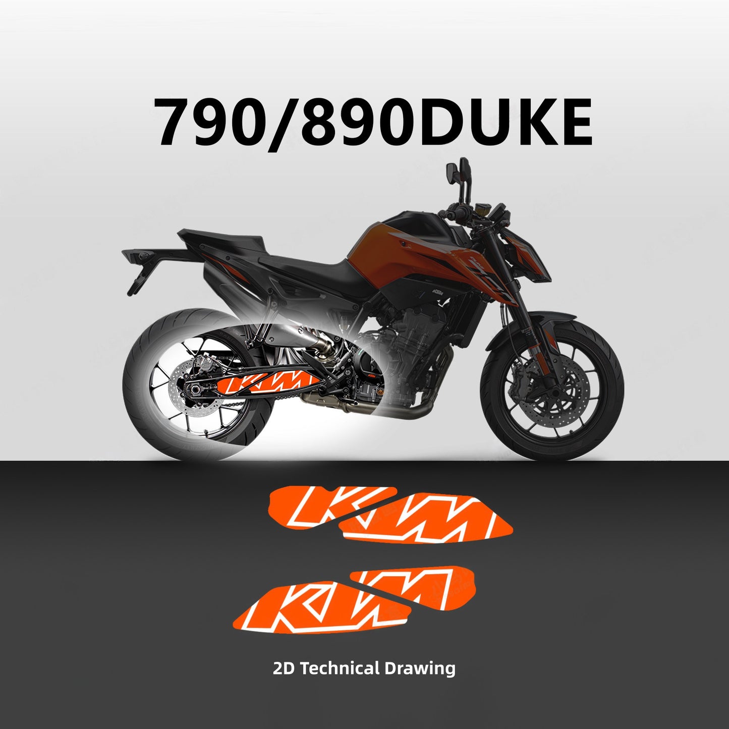 Factory Style Decal Sticker Kit for KTM DUKE 790 / 890 (2018-2022) - Gloss PVC Graphics Set