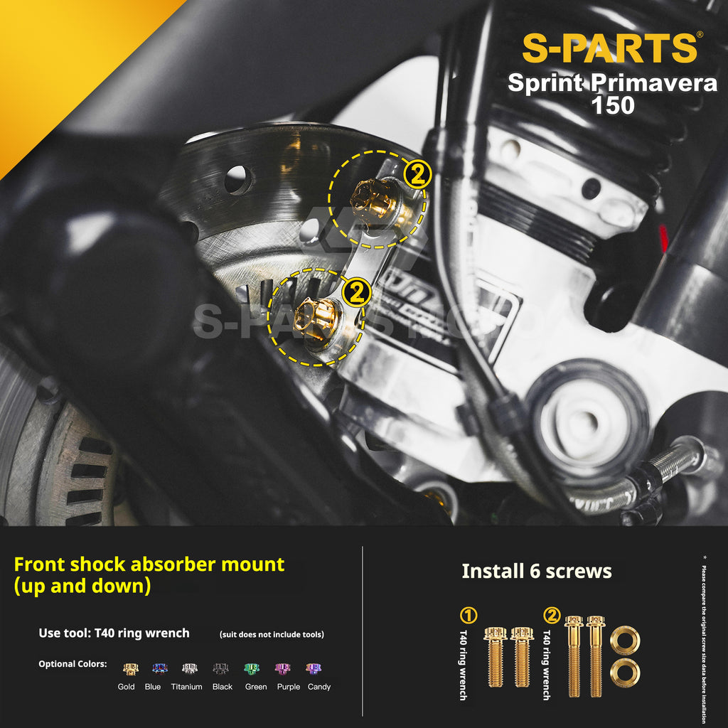 SPARTS Titanium Screw Set for Vespa Sprint/Primavera 150 – Custom Candy Color & CNC Titanium Upgrade Kit