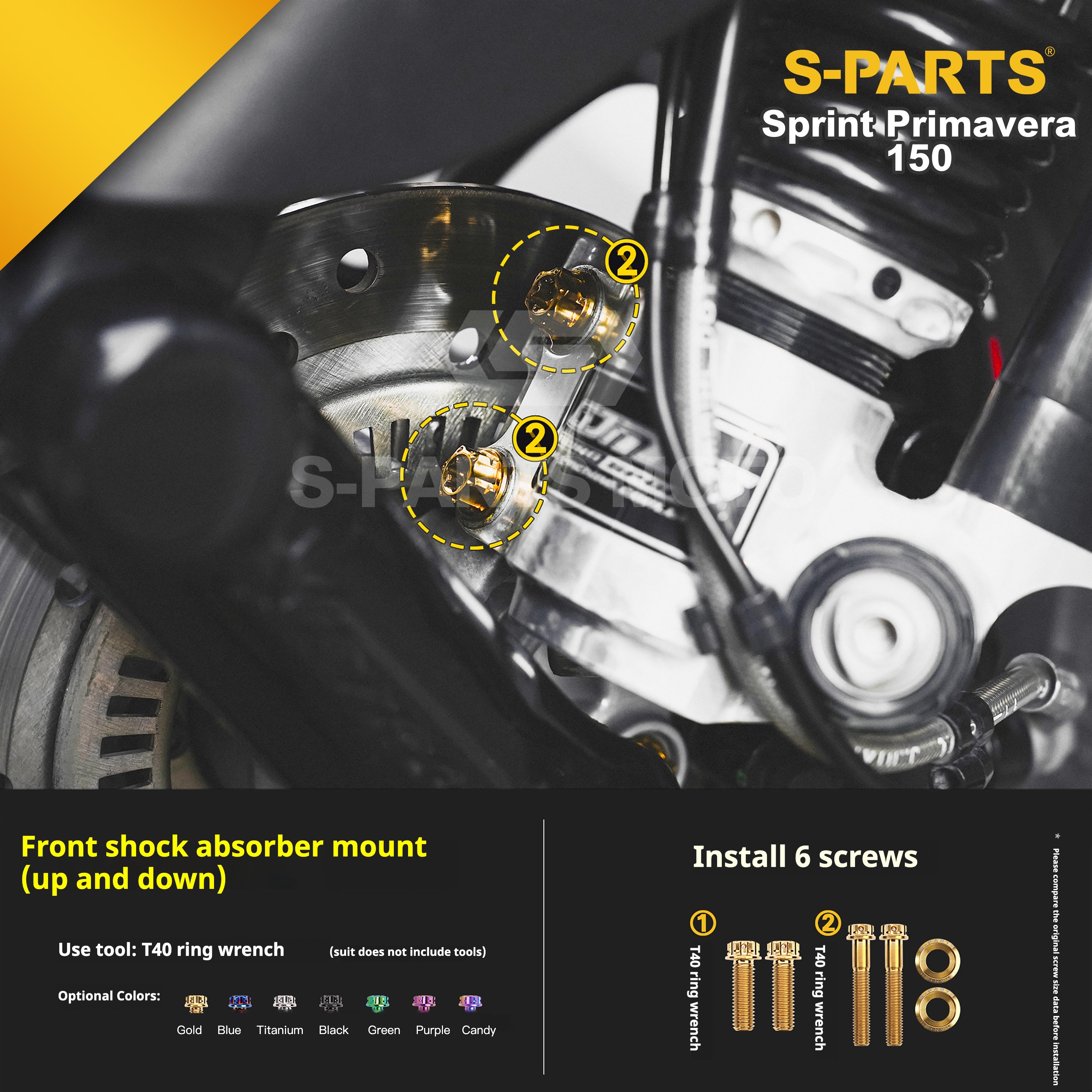 SPARTS Titanium Screw Set for Vespa Sprint/Primavera 150 – Custom Candy Color & CNC Titanium Upgrade Kit