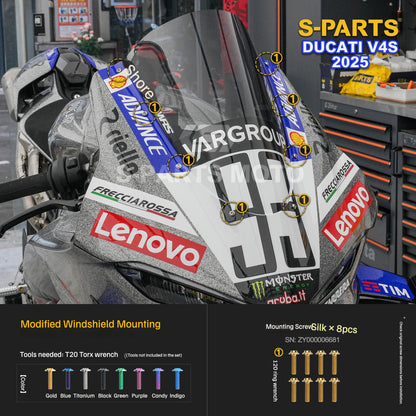 S-PARTS Titanium Front Fairing and Cockpit Fastener Kit for Ducati Panigale V4S 2025