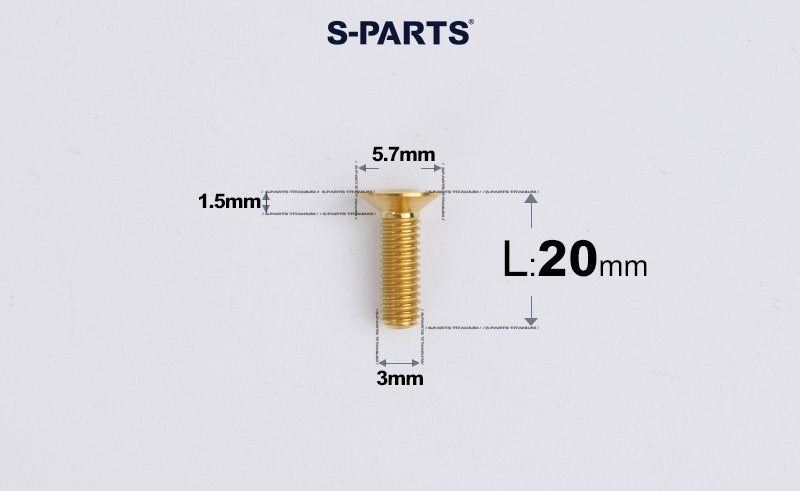 SPARTS Series M3 L6-30 Countersunk Titanium Bolt