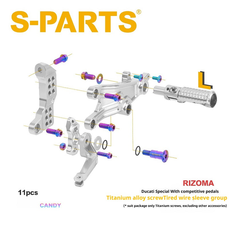 SPARTS Rizoma Footpeg Bolts for Ducati – Custom Left & Right Footpeg Bolts in Titanium & Other Color Options
