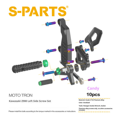SPARTS Titanium Bolts for MOTO TRON Kawasaki Z900 Rearset Riser Upgrade Motorcycle Fasteners