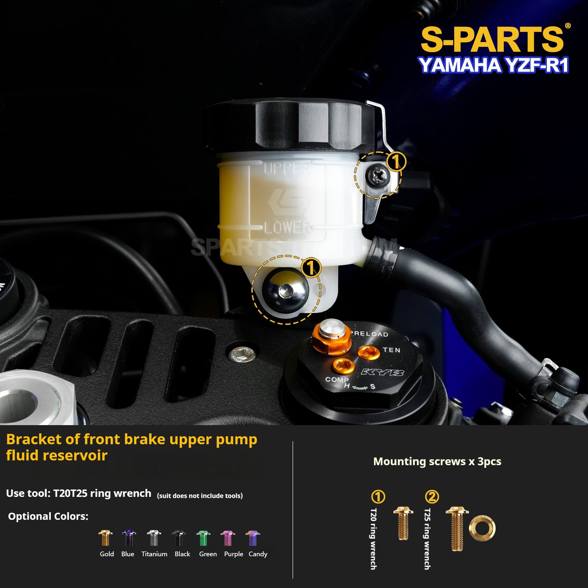 SPARTS Titanium Bolt Kit for Yamaha YZF-R1– CNC Titanium Upgrade Kit- 1/2