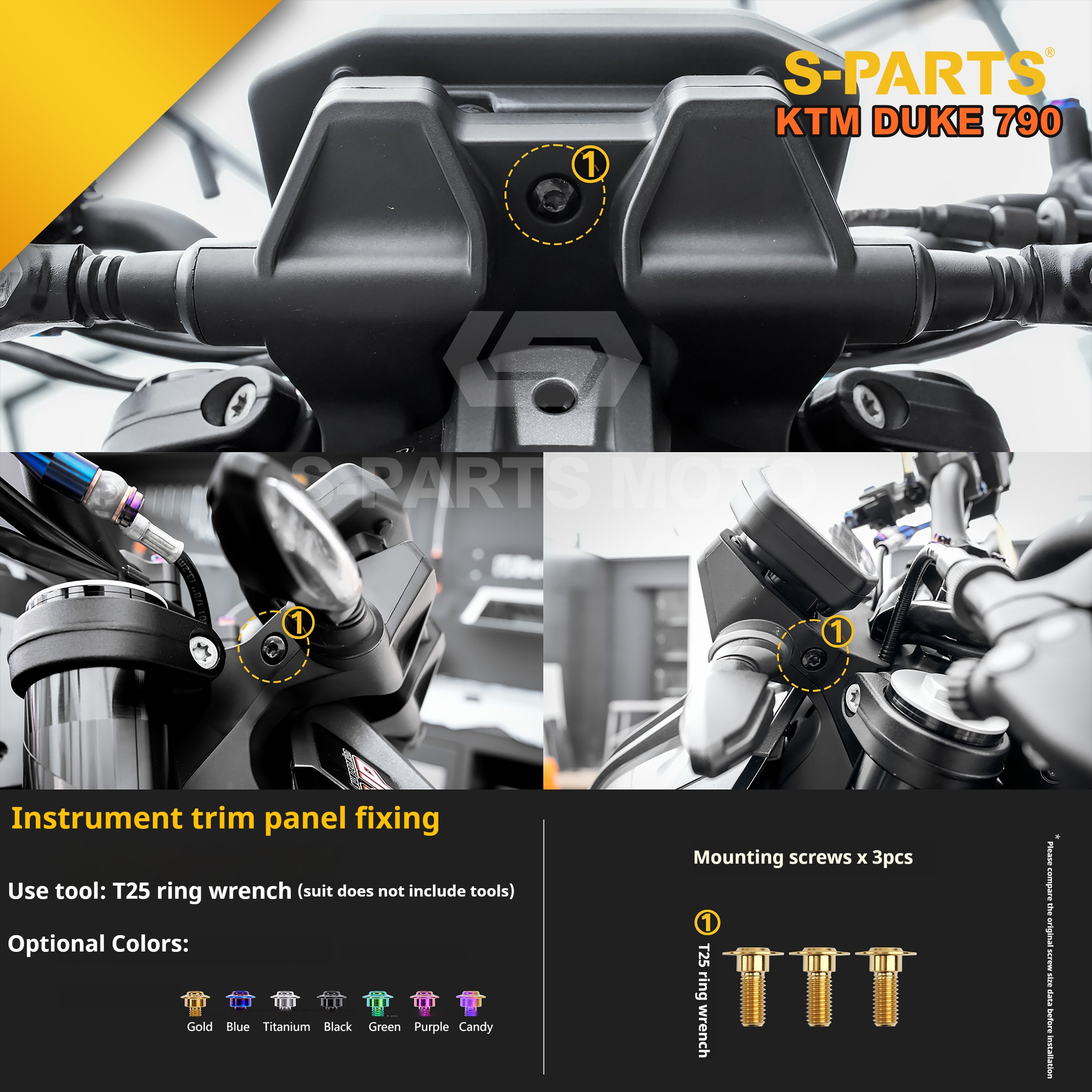 SPARTS TC4 Titanium Bolt Kit Compatible with KTM DUKE 790 – Full Motorcycle Fastener Upgrade