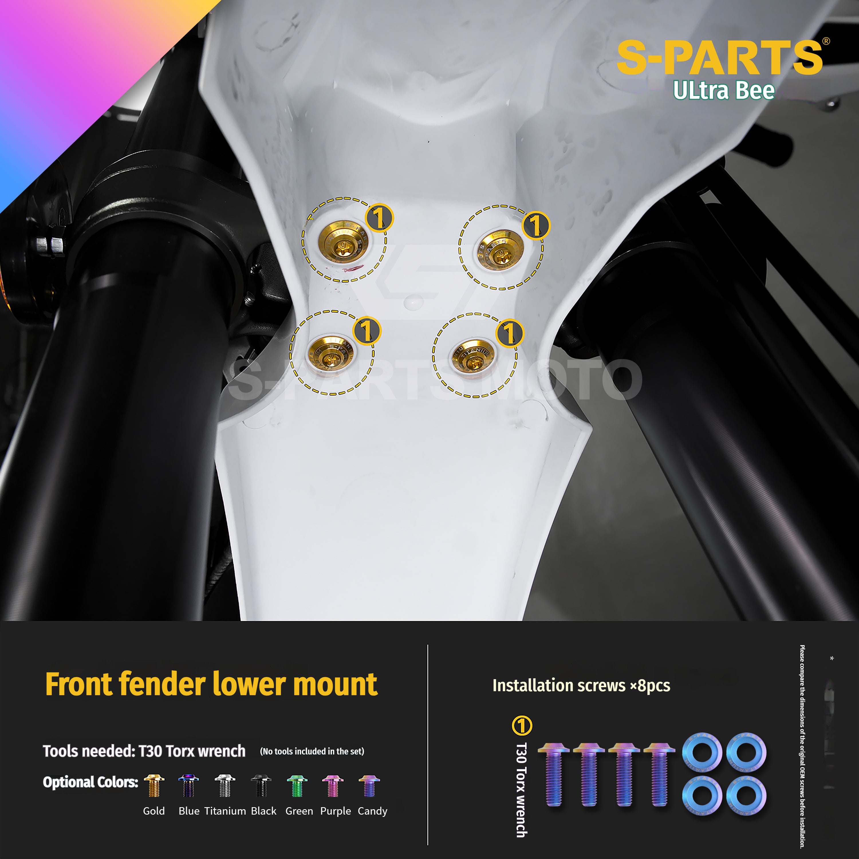 SPARTS Titanium Bolt Kit for Ultra Bee | Full Motorcycle Upgrade Set--candy