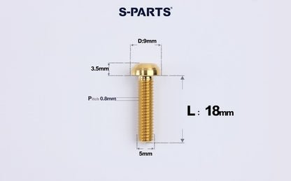SPARTS M5 Titanium Bolt A2 Dome Head | Ultra-Light TC4 Bike Brake Caliper Bolt