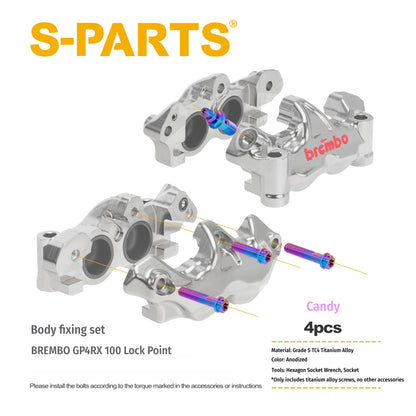 SPARTS Titanium Caliper Bolt Kit for BREMBO GP4 RX 100 | TC4 Titanium Brake Caliper Screws